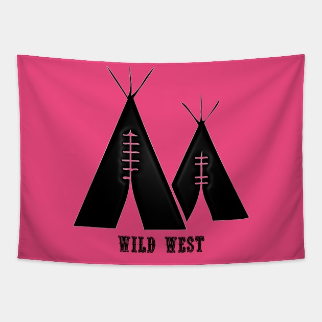 Western Era - Wild West Indian Teepee Tapestry by The Black Panther