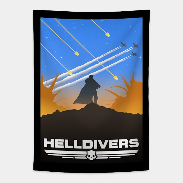 Helldivers Silhouette Tapestry by Vatar