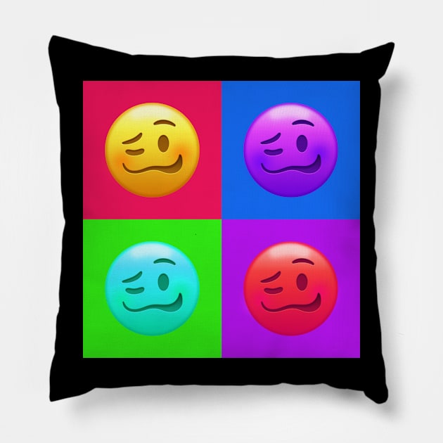 Drunk Face Emoji | Pop Art Pillow by williamcuccio