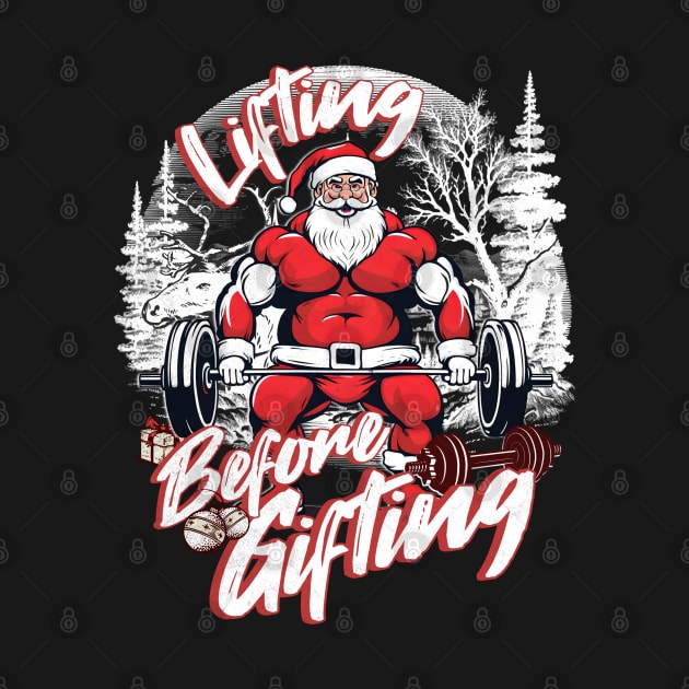 Gym Santa Bodybuilding Funny Xmas Design by alcoshirts