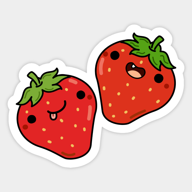 kawaii strawberry fruit kawaii strawberry sticker teepublic kawaii strawberry fruit