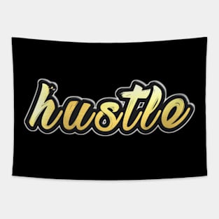 Shiny black and gold HUSTLE word design ver.2 Tapestry