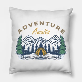 Adventure Awaits - Mountain Camping Pillow