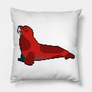 Seaside Serenade: Pixelated Sea Lion Illustration for Fashionable Attire Pillow