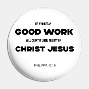 Bible Scripture Philippians 1:6 Quote Black Pin