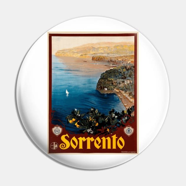 Sorrento, Italy - Vintage Travel Poster Design Pin by Naves