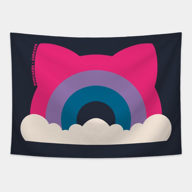 Bi Pride Cat Ear Rainbow Tapestry by Pupcakes and Cupcats