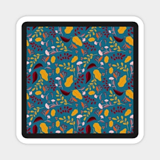 Pattern with colourful autumn leaves and flowers Magnet