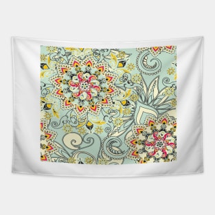 Robin's egg blue floral mandala Tapestry