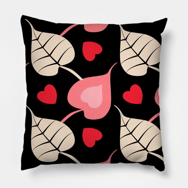 Hearts and Leaves Trellis- Valentine Lattice Pillow by Winkeltriple