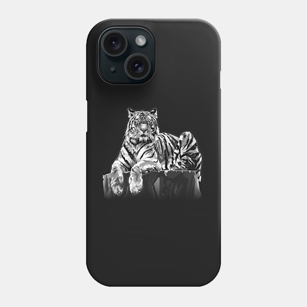 Tiger illustration in Black and White Phone Case by RJWLTG