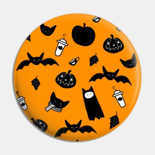 Spooky Cats and Bats and Coffee Pin