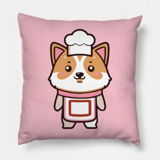 cute corgi kawaii funny chef Pillow