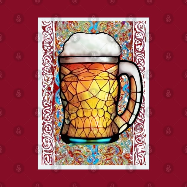 Renaissance Beer Drinker Gothic cathedral Batik style hippie pint glass microbrew by Aurora X