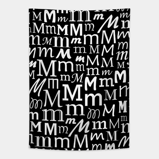 M - Typography (White) Tapestry by gillianembers