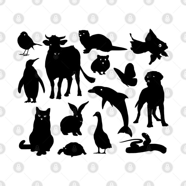 ANIMALS PATTERN Black Silhouette Pet Animal Cool Style by gin3art