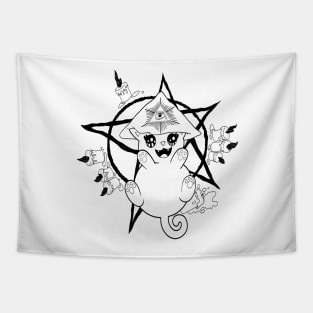 Aleister Meowley (Black and White) Tapestry