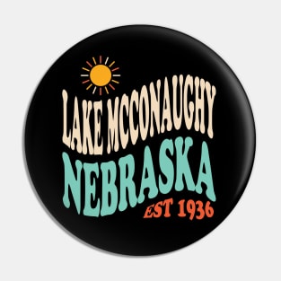 Lake McConaughy Nebraska Retro Typography Pin