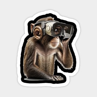 Monkey wearing virtual reality headset Magnet