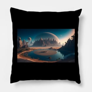 Beautiful scenery on another planet Pillow