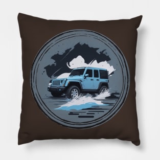 Jeep Vehicle Blueish Design Pillow