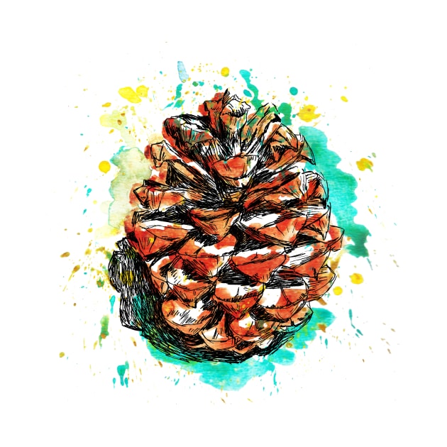 Pine cone print by rachelsfinelines