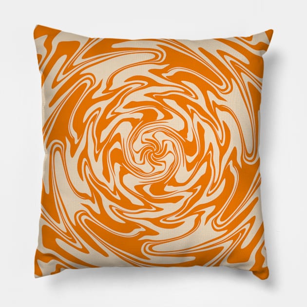 70s Retro Abstract Orange spiral Pillow by Trippycollage