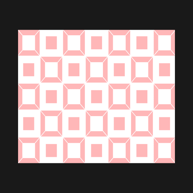 Abstract geometric pattern - pink and white. by kerens