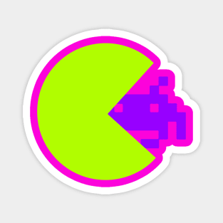 PACMAN vs SPACE INVADER GREEN NEON Magnet