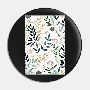 Floral Garden Botanical Print with Leaves Pin