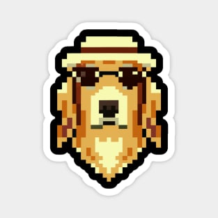 Golden Retriever Pixel Art Dog Lover Puppy Retro Magnet