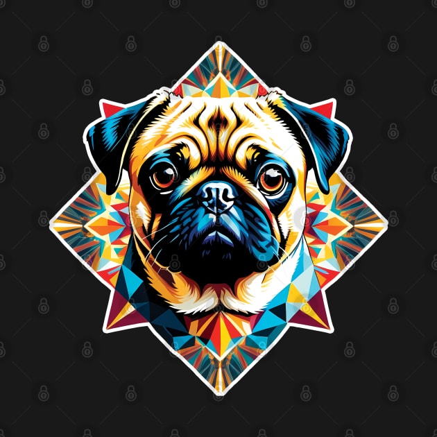 Colorful Geometric Pug by ArtfulTat