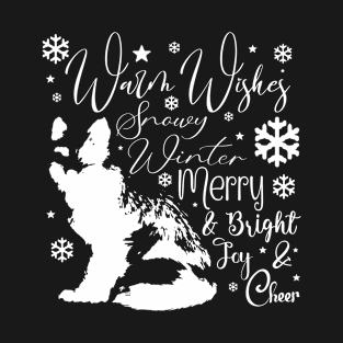 Warm Wishes Holiday Snow Fox in Light Font T-Shirt