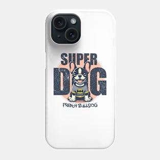 Super Dog French Bulldog, Art Illustration cartoon Phone Case