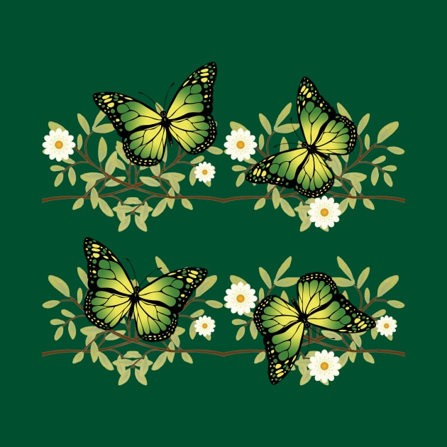 Four green butterflies by Gaspar Avila