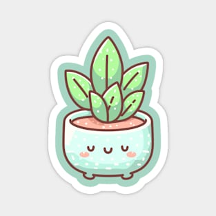 Cute Kawaii Succulent Houseplant | Kawaii Illustration | Cute Kawaii Potted Plant Cactus Magnet