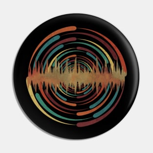 Geometric Sunset Vibes Sound Wave Pin