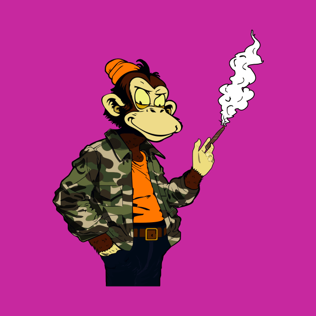 Monkey Smoking A Cigar by Winningraphics