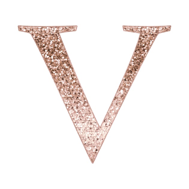 V rose gold glitter monogram letter by RoseAesthetic