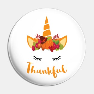 Unicorn Thanksgiving Women and Toddler Fall T-Shirt Thankful Pin