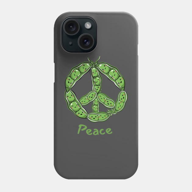 Green PEAS in a Pod (Peace) Symbol Phone Case by SevenBearsDesigns