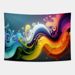 Rainbow Splash Wave Tapestry