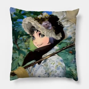 Beaux Animes Art ...Le Printemps painting by Édouard Manet re-imagined as an anime Pillow