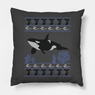 Killer Whale Ugly Sweater Pillow