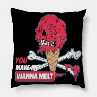 Make Me Melt Dripping Ice Cream Skull Pillow