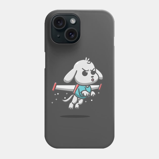 cute dog flying on robot wings Phone Case by fflat hds