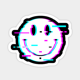 Acid House Glitched Smiley Magnet