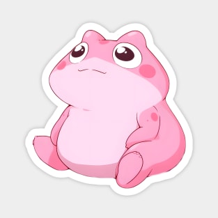 Sitting Chubby Pink Anime Frog In Kawaii Aesthetic Magnet