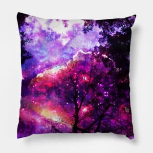 Space Sky and Trees Pillow