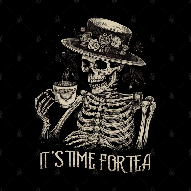 It's Time for Tea! Skeleton Funny by Kali Space